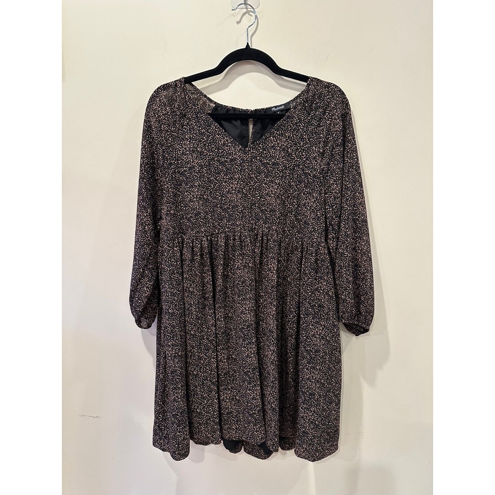Madewell long sleeve Cheetah Print Balloon-Sleeve ShortDress Empire Waist Size S